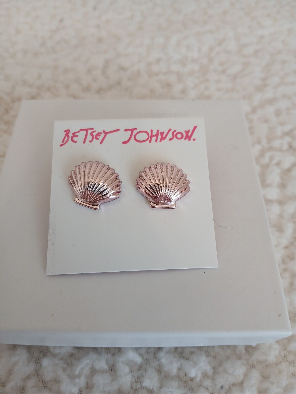 Betsey Johnson Pink Shell Stud Earrings